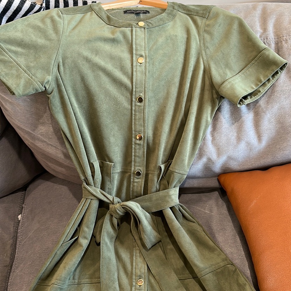 Sage green suede banana republic dress
